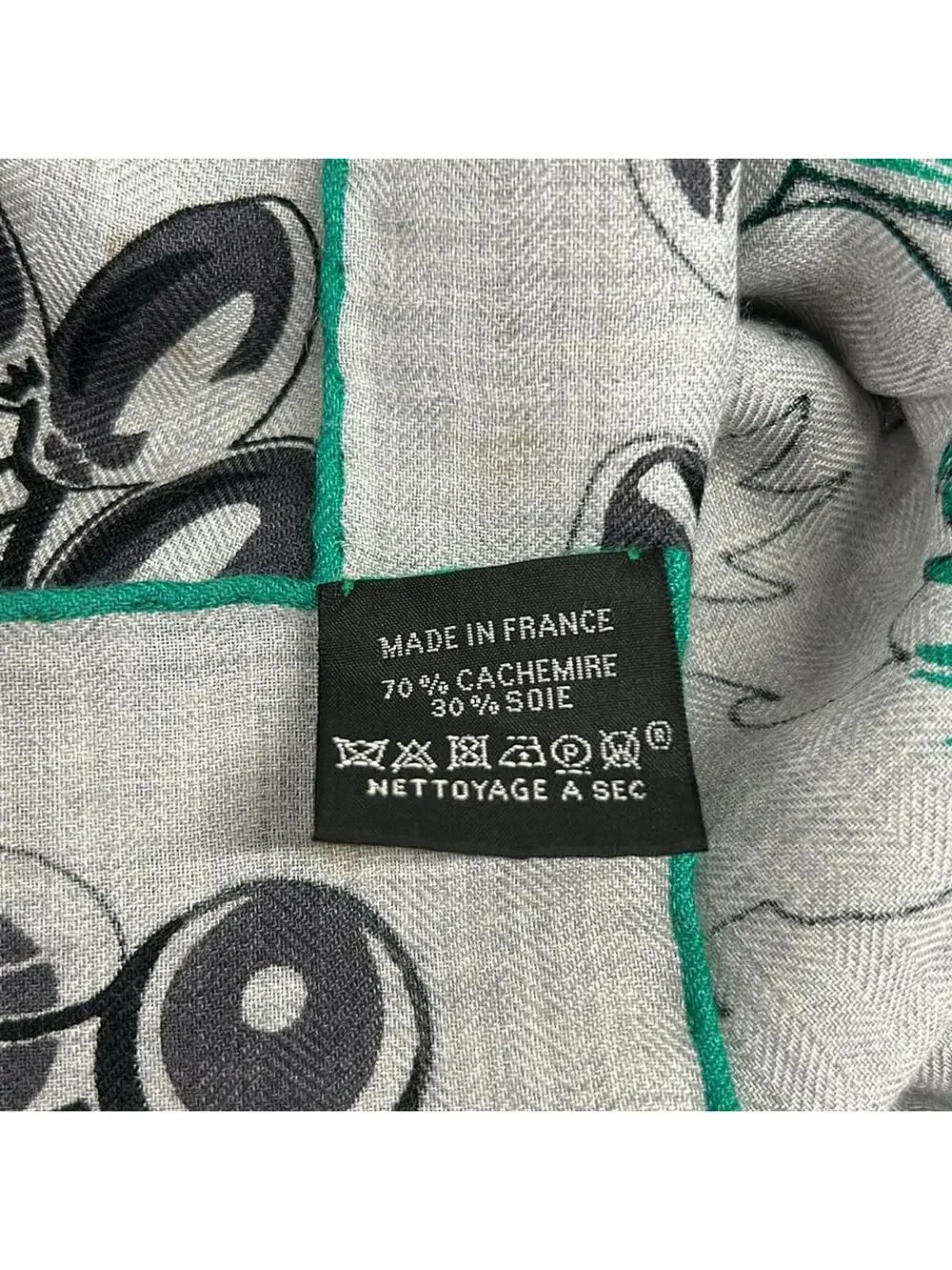 Hermes Carre Gray Black Green Cashmere #344787H15B